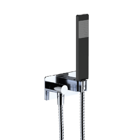 Fienza Lincoln Hand Shower Soft Square Plate Chrome & Black 433111B
