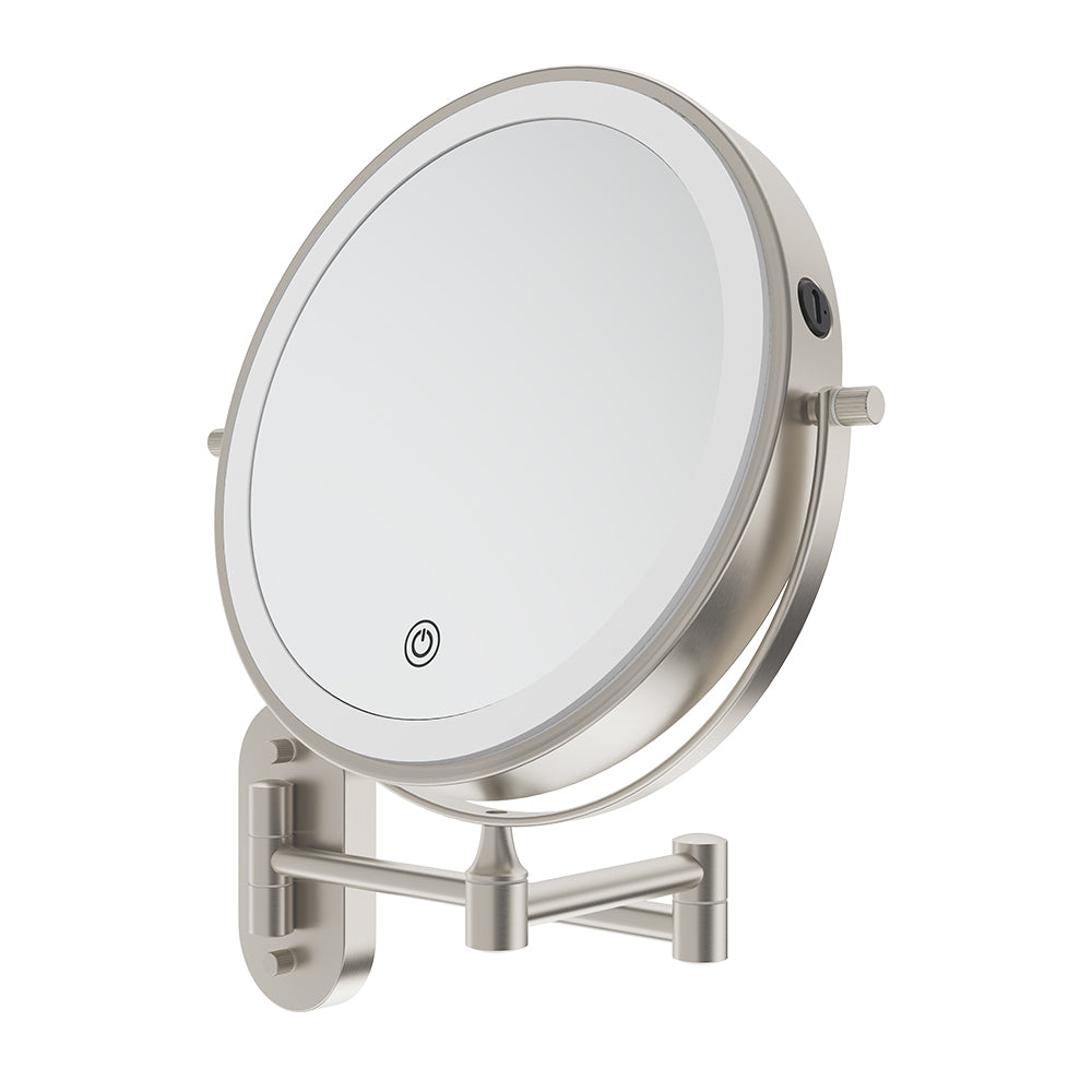 Fienza Magnifying Led Mirror 200mm Swivel Arm Standard & 5x Mag Rechargable Brushed Nickel MM20-BN