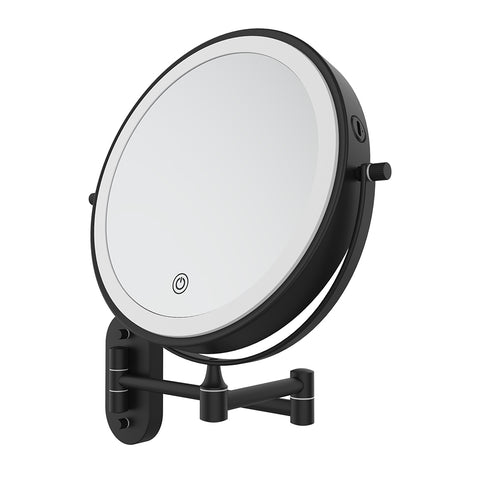 Fienza Magnifying Led Mirror 200mm Swivel Arm Standard & 5x Mag Rechargable Matte Black MM20-B