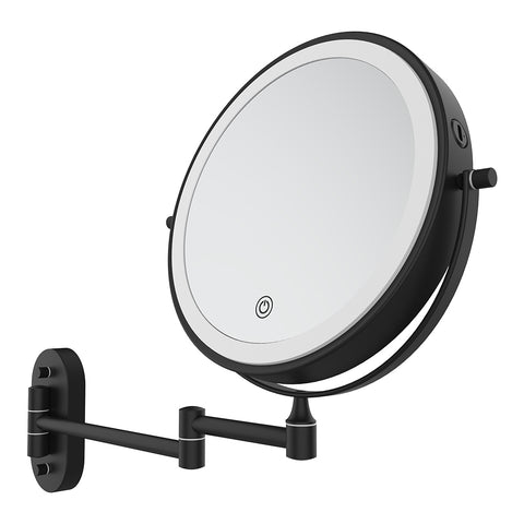 Fienza Magnifying Led Mirror 200mm Swivel Arm Standard & 5x Mag Rechargable Matte Black MM20-B