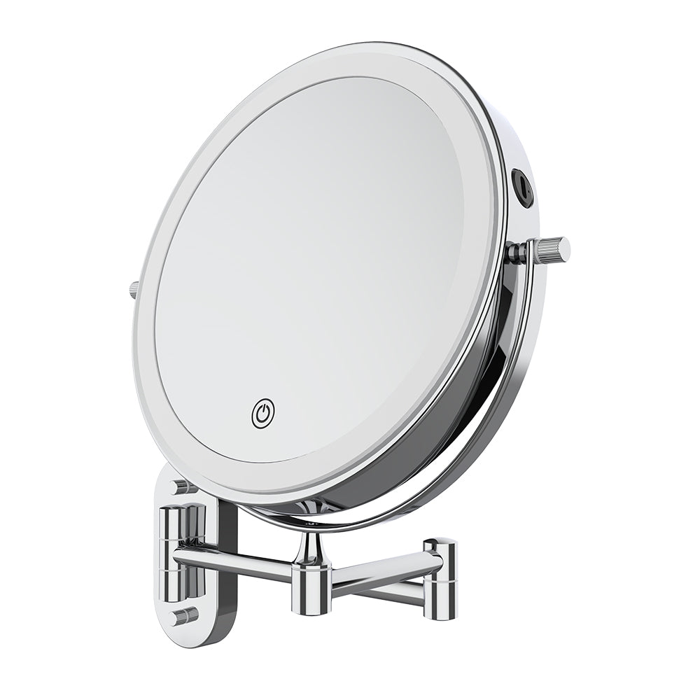 Fienza Magnifying Led Mirror 200mm Swivel Arm Standard & 5x Mag Rechargable Chrome MM20