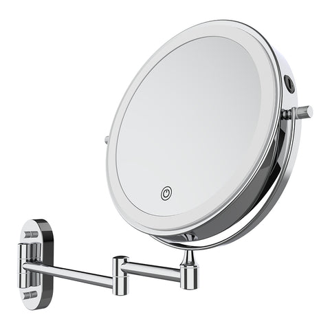 Fienza Magnifying Led Mirror 200mm Swivel Arm Standard & 5x Mag Rechargable Chrome MM20