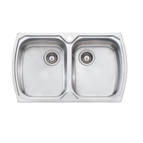 Oliveri Monet Double Bowl Sink 815mm Topmount MO763