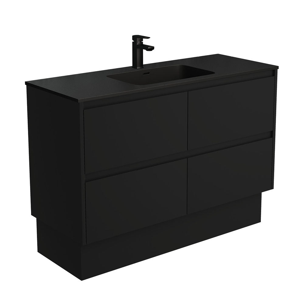 Fienza Montana Amato On Kickboard Vanity (1 Taphole) 1200mm Satin Black MON120BBK