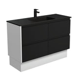 Fienza Montana Amato On Kickboard Vanity 1200mm (1 Taphole) Satin Black w/ Satin White Panels MON120BBWK