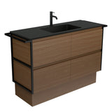 Fienza Montana Amato On Kickboard Vanity 1200mm w/ Twin Towel Rails (1 Taphole) Walnut MON120BWATK