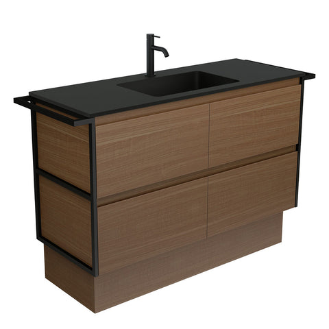 Fienza Montana Amato On Kickboard Vanity 1200mm w/ Twin Towel Rails (1 Taphole) Walnut MON120BWATK