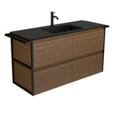 Fienza Montana Amato Wall Hung Vanity 1200mm w/ Twin Towel Rails (1 Taphole) Walnut MON120BWAT