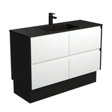 Fienza Montana Amato On Kickboard Vanity 1200mm (1 Taphole) Satin White w/ Satin Black Panels MON120BWBK
