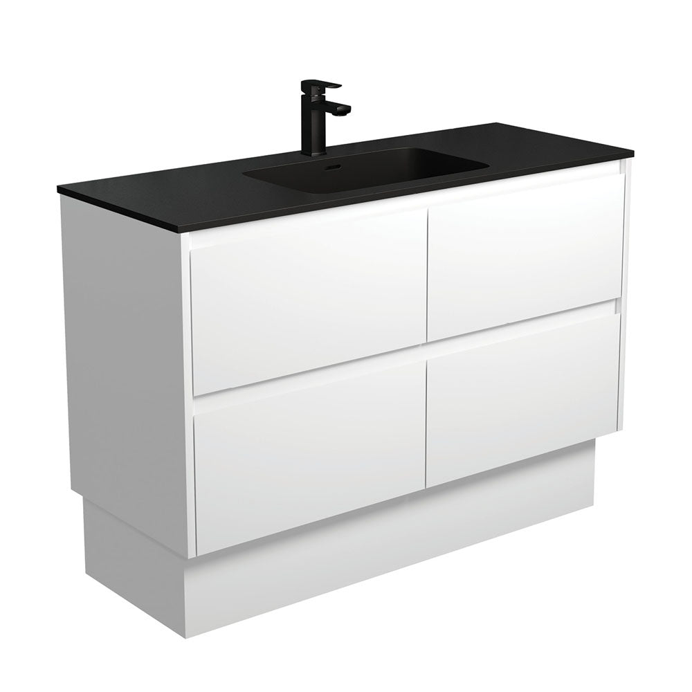 Fienza Montana Amato On Kickboard Vanity 1200mm (1 Taphole) Satin White MON120BWK