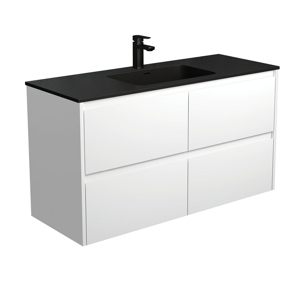 Fienza Montana Amato Wall Hung Vanity 1200mm (1 Taphole) Satin White MON120BW