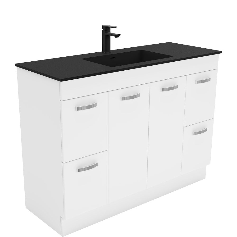 Fienza Montana Solid Surface Uni Wall Hung Cabinet Only 1200mm w/ Handles (1 Taphole) Gloss White MON120J