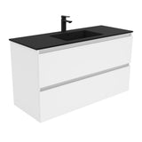 Fienza Montana Solid Surface Quest Wall Hung Cabinet Only 1200mm 2 Drawers (1 Taphole) Gloss White MON120Q