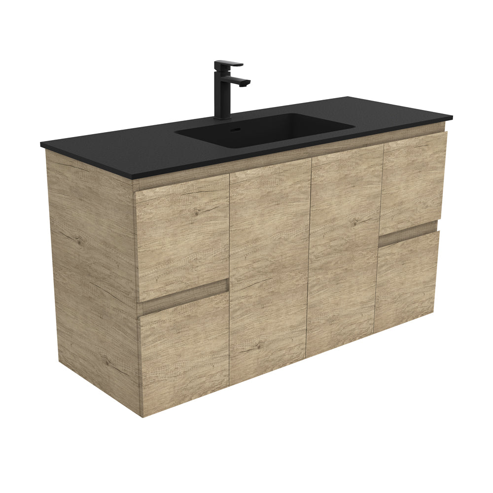 Fienza Montana Solid Surface Edge Wall Hung Cabinet Only 1200mm (1 Taphole) Scandi Oak MON120S