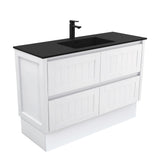 Fienza Montana Solid Surface Hampton On Kickboard Cabinet Only 1200mm (1 Taphole) Gloss White MON120TK