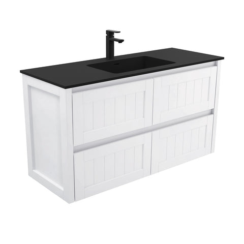 Fienza Montana Solid Surface Hampton Wall Hung Cabinet Only 1200mm (1 Taphole) Gloss White MON120T