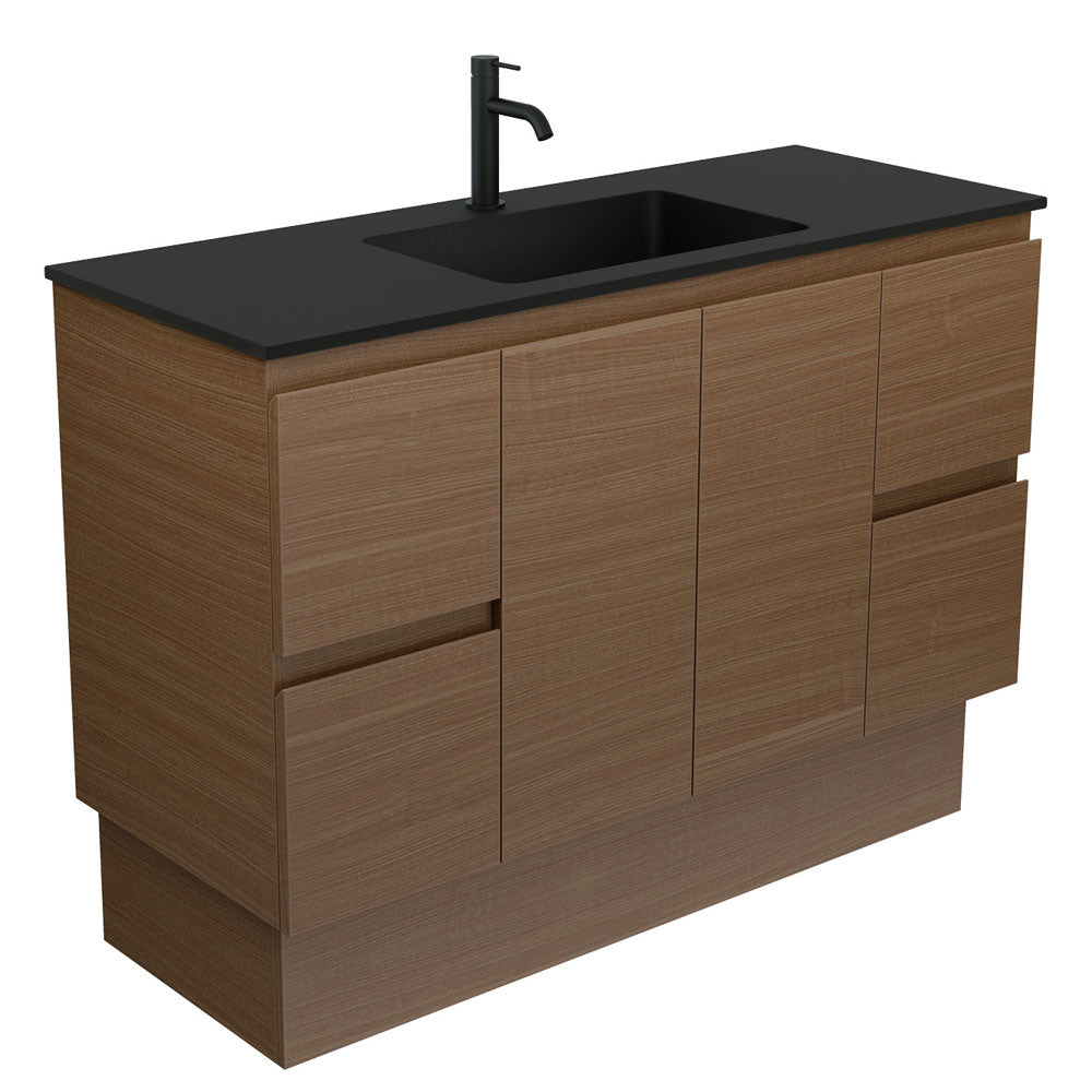 Fienza Montana Solid Surface On Kickboard Cabinet Only 1200mm (1 Taphole) Walnut MON120WAK