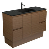 Fienza Montana Solid Surface On Kickboard Cabinet Only 1200mm (1 Taphole) Walnut MON120WAK