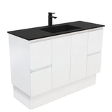 Fienza Montana Solid Surface Fingerpull On Kickboard Cabinet Only 1200mm (1 Taphole) Satin White MON120ZK