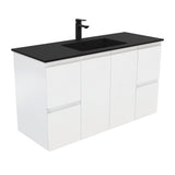 Fienza Montana Solid Surface Fingerpull Wall Hung Cabinet Only 1200mm (1 Taphole) Satin White MON120Z