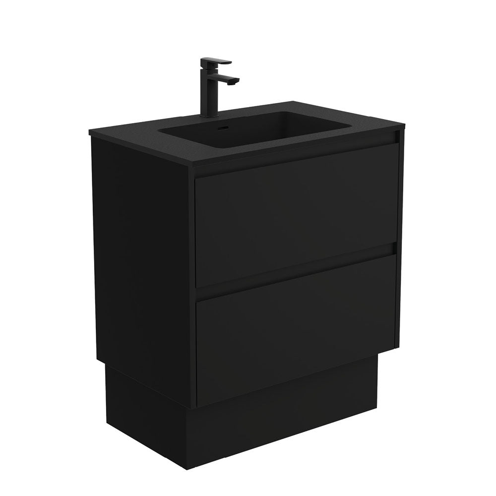 Fienza Montana Amato On Kickboard Vanity (1 Taphole) 750mm Satin Black MON75BBK