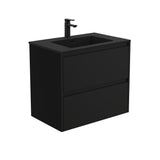 Fienza Montana Amato Wall Hung Vanity (1 Taphole) 750mm Satin Black MON75BB