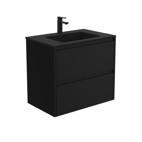 Fienza Montana Amato Wall Hung Vanity (1 Taphole) 750mm Satin Black MON75BB
