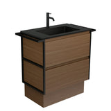 Fienza Montana Amato On Kickboard Vanity 750mm Walnut w/ Twin Towel Rails (1 Taphole) MON75BWATK