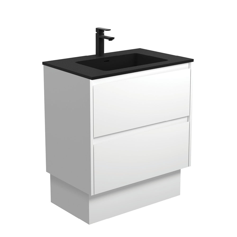 Fienza Montana Amato On Kickboard Vanity 750mm (1 Taphole) Satin White MON75BWK