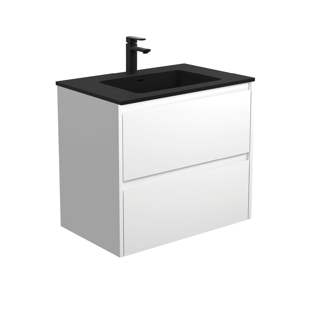Fienza Montana Amato Wall Hung Vanity 750mm (1 Taphole) Satin White MON75BW