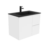 Fienza Montana Solid Surface Wall Hung Fingerpull Cabinet Only 750mm Right (1 Taphole) Gloss White MON75FR