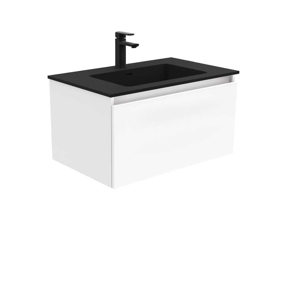 Fienza Montana Solid Surface Manu Wall Hung Cabinet Only 750mm (1 Taphole) Gloss White MON75H