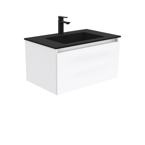 Fienza Montana Solid Surface Manu Wall Hung Cabinet Only 750mm (1 Taphole) Gloss White MON75H