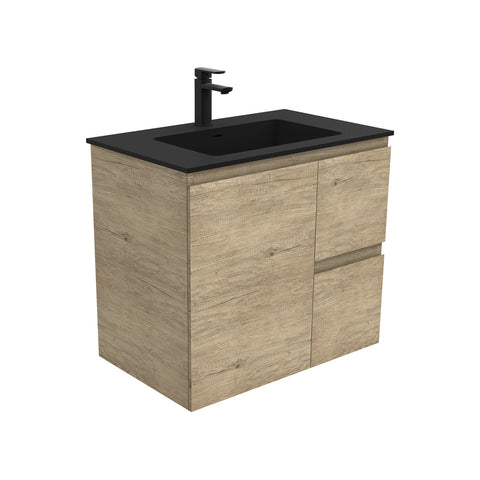 Fienza Montana Solid Surface Edge Wall Hung Cabinet Only 750mm Right (1 Taphole) Scandi Oak MON75SR