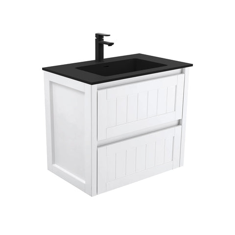Fienza Montana Solid Surface Hampton Wall Hung Cabinet Only 750mm (1 Taphole) Gloss White MON75T