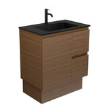 Fienza Montana Solid Surface On Kickboard Cabinet Only 750mm Right (1 Taphole) Walnut MON75WAKR