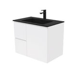Fienza Montana Solid Surface Fingerpull Wall Hung Cabinet Only 750mm Left (1 Taphole) Satin White MON75ZL