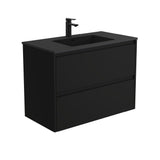 Fienza Montana Amato Wall Hung Vanity (1 Taphole) 900mm Satin Black MON90BB
