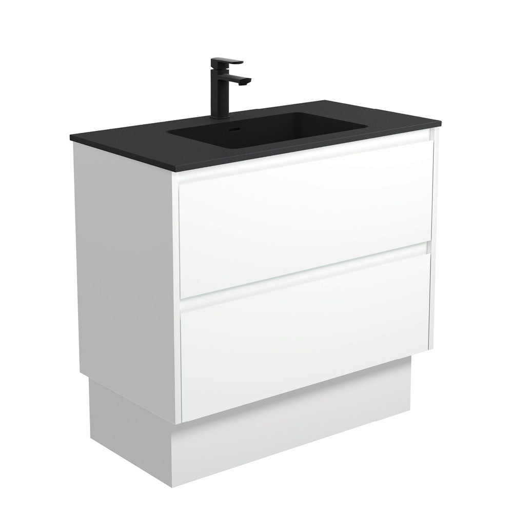 Fienza Montana Amato On Kickboard Vanity 900mm (1 Taphole) Satin White MON90BWK