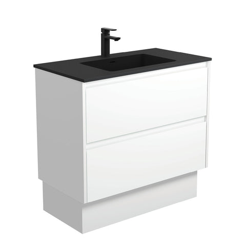 Fienza Montana Amato On Kickboard Vanity 900mm (1 Taphole) Satin White MON90BWK