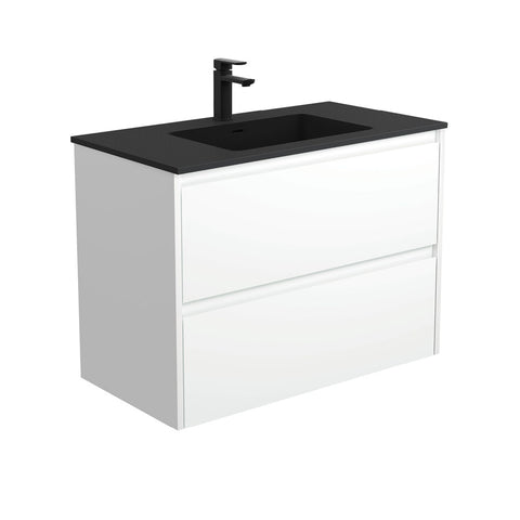 Fienza Montana Amato Wall Hung Vanity 900mm (1 Taphole) Satin White MON90BW