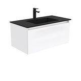 Fienza Montana Solid Surface Manu Wall Hung Cabinet Only 900mm w/ 2 Internal Drawers (1 Taphole) Gloss White MON90H