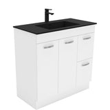 Fienza Montana Solid Surface Uni On Kickboard Cabinet Only 900mm Right Drawers w/ Solid Doors (1 Taphole) Gloss White MON90NKWR