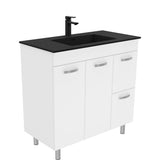 Fienza Montana Solid Surface Uni Cabinet Only 900mm Right Drawers w/ Solid Doors (1 Taphole) Gloss White MON90NLWR
