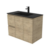 Fienza Montana Solid Surface Edge Wall Hung Cabinet Only 900mm Left Drawers (1 Taphole) Scandi Oak MON90SL