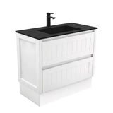 Fienza Montana Solid Surface Hampton On Kickboard Cabinet Only 900mm (1 Taphole) Gloss White MON90TK