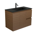 Fienza Montana Solid Surface Wall Hung Cabinet Only 900mm Right Drawers (1 Taphole) Walnut MON90WAR