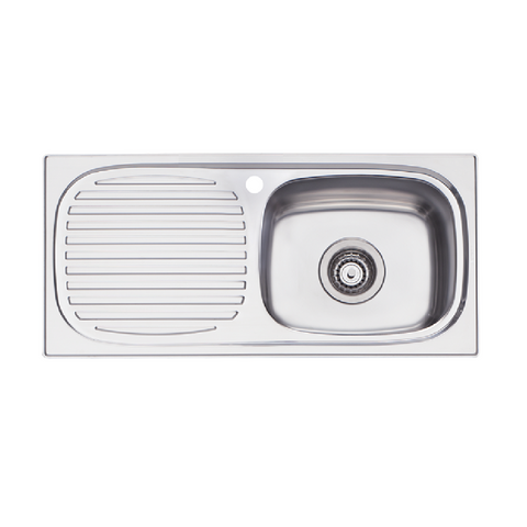 Oliveri Martini Single Bowl Sink & Drainer 740mm Topmount (Right Hand Bowl) Stainless Steel MR502