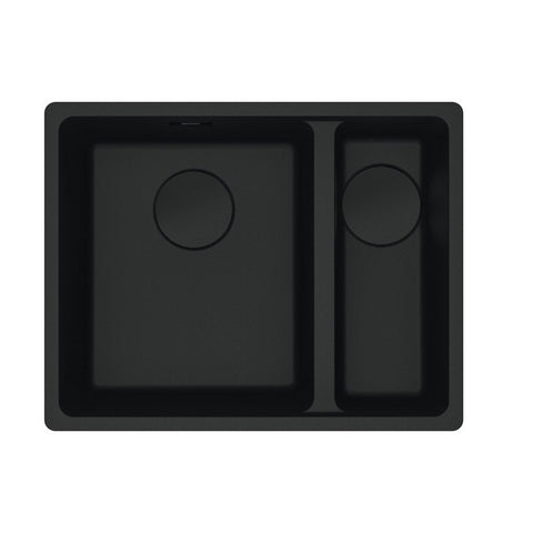 Franke Maris Granite 1&1/2 Bowl Sink 490mm Small Bowl Sink (Right Hand) (Incl. DT651 Drainer Tray) Matte Black MRG660/34-15SBRMB-FPC