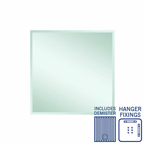 Thermogroup Montana Rectangle 25mm Bevel Edge Mirror - 900x900mm with Hangers and Demister MS9090HND